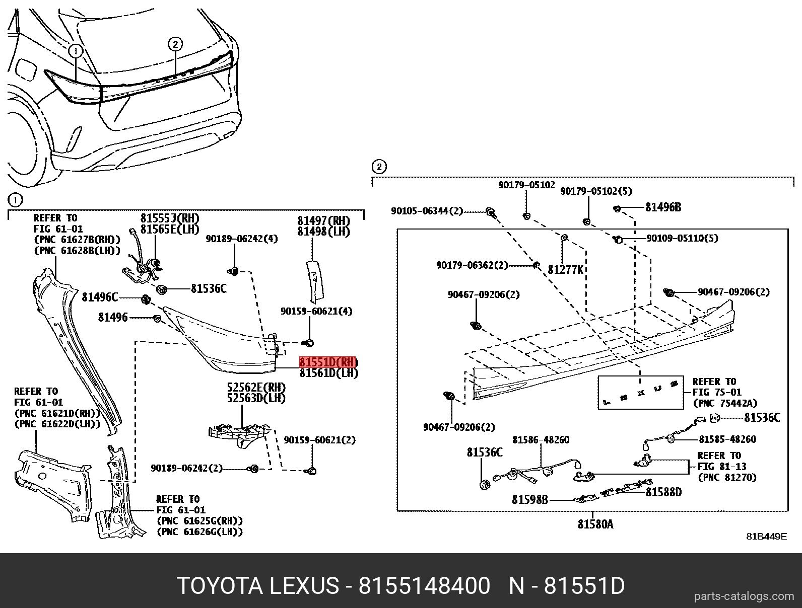 8155148400 TOYOTA LEXUS LENS & BODY, RR