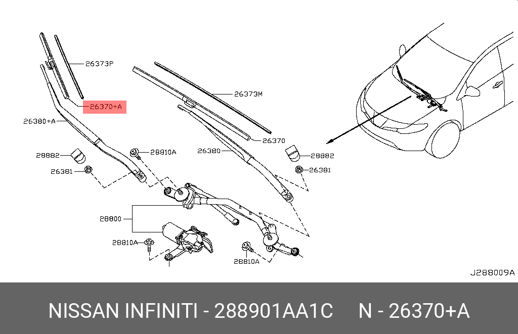 Front wiper blade, right