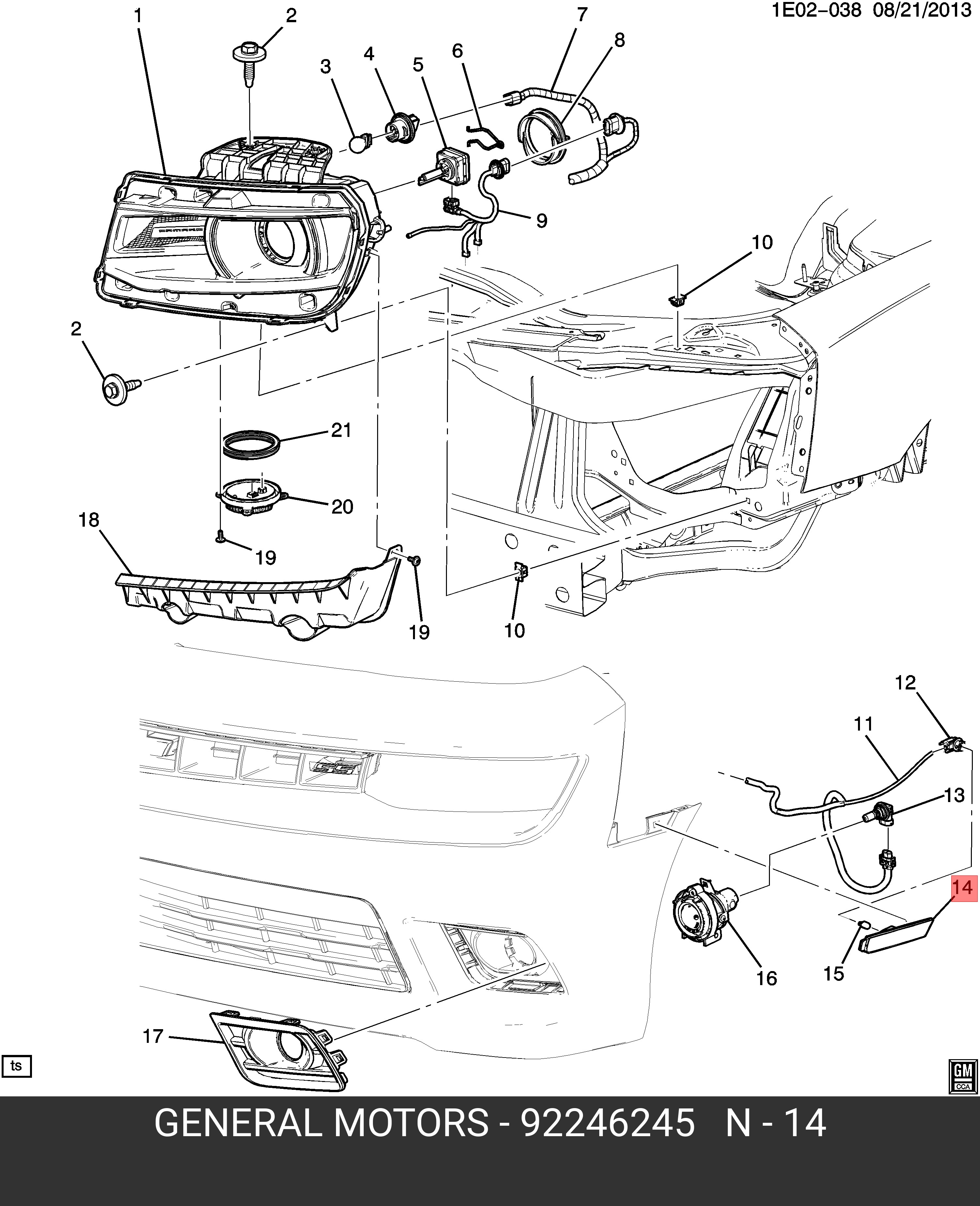 92246245 GENERAL MOTORS LAMP(R),SIDE TURN