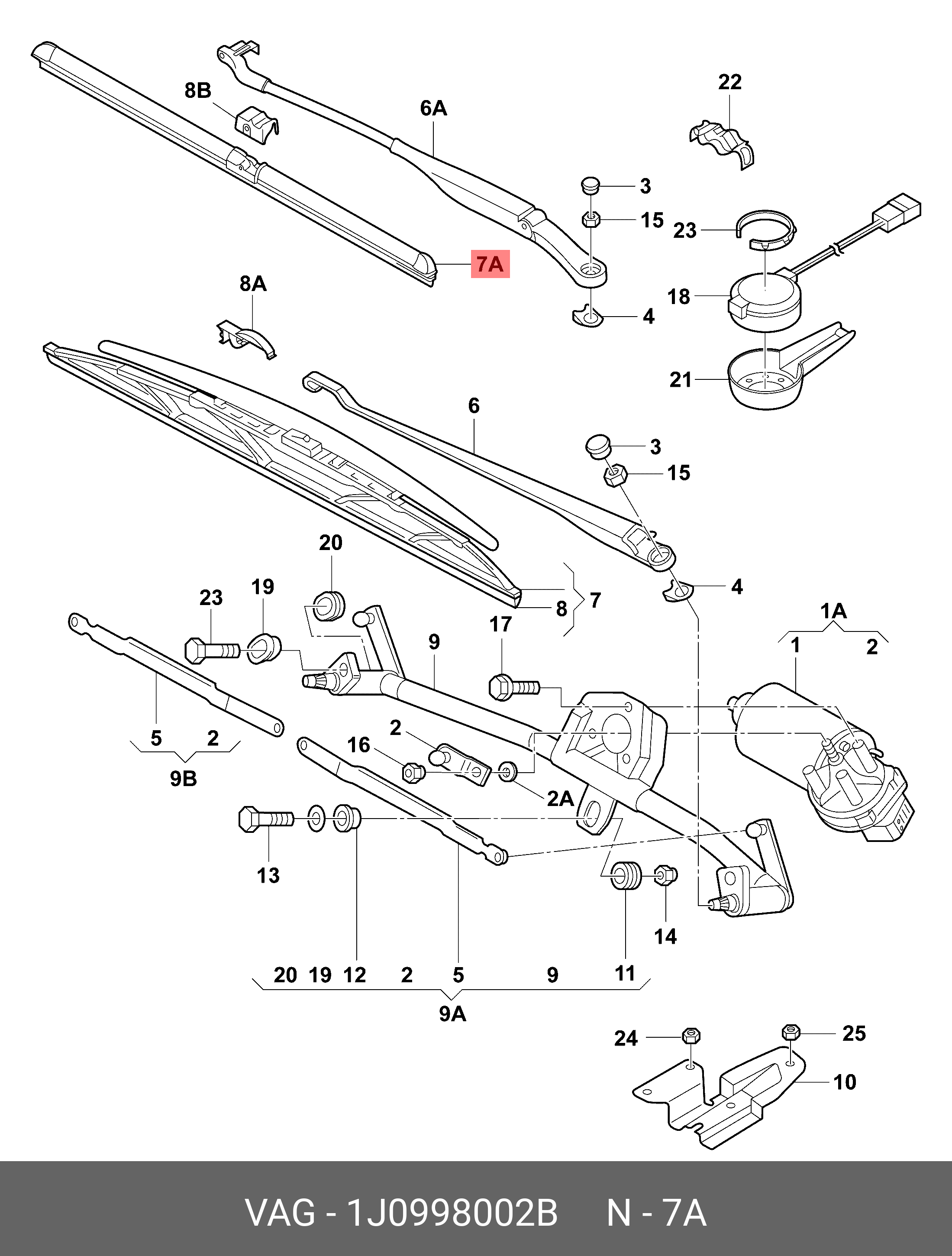 Wiper blade set, front
