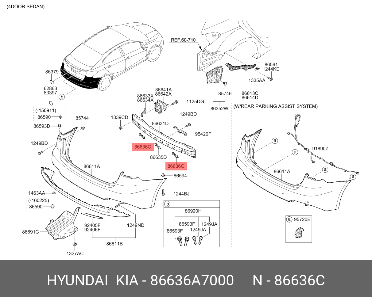 86636A7000 HYUNDAI KIA Bumper reinforcement bracket