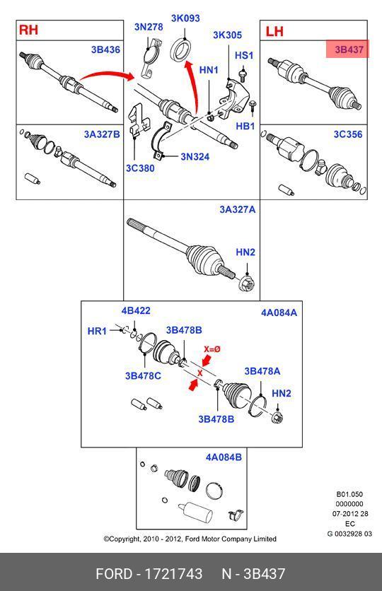1721743 FORD SHAFT - FRONT AXLE