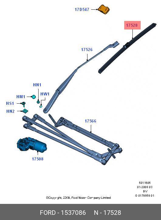 Wiper blade set, front