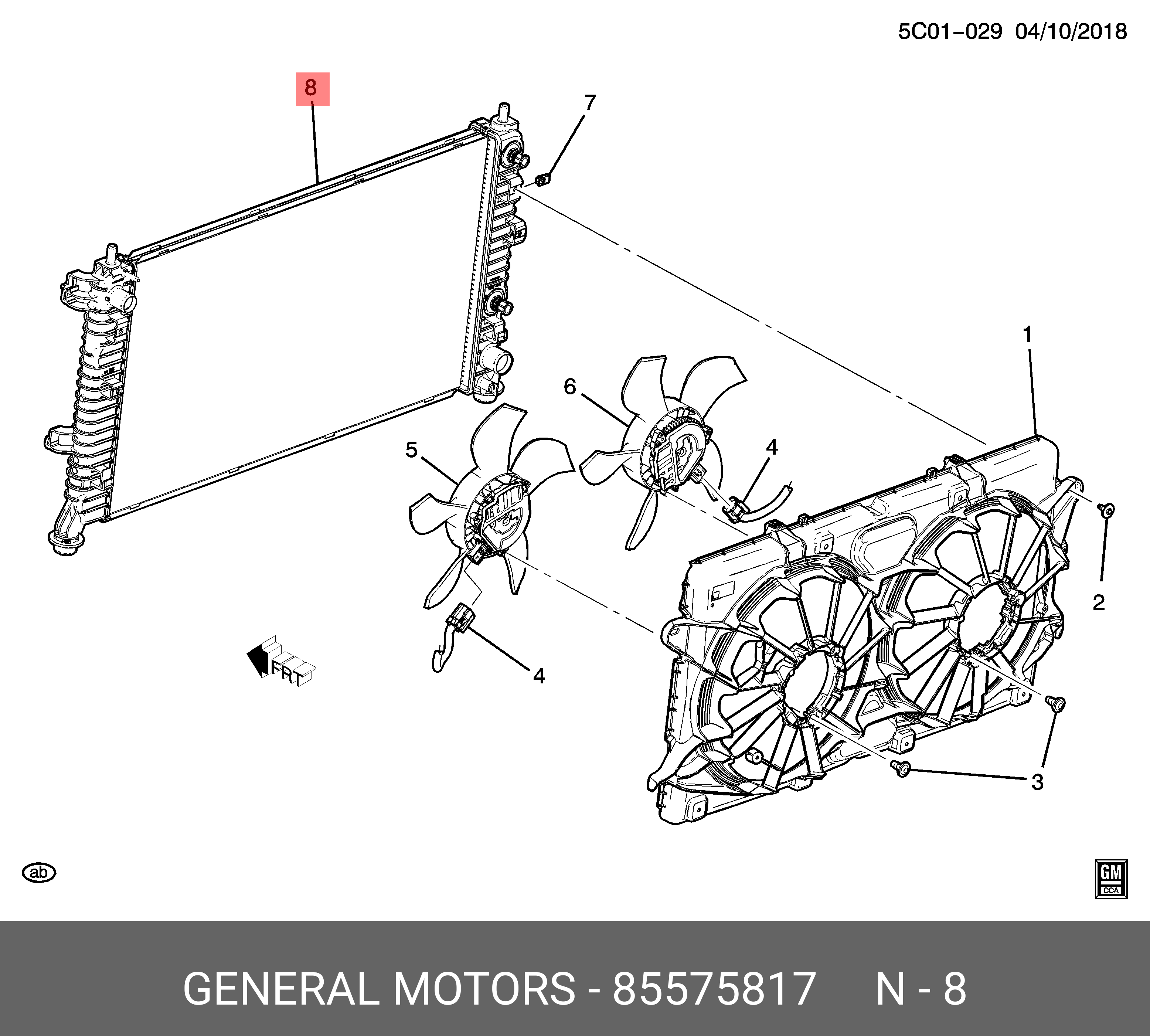 85575815 Radiator Size 85575817 GENERAL MOTORS RADIATOR ASSY