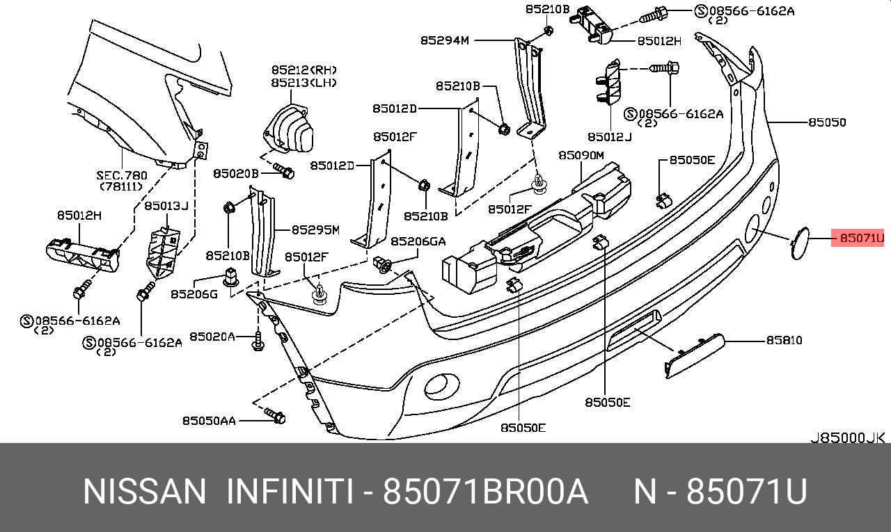 85071-BR00A NISSAN FINISHER ASSY-R