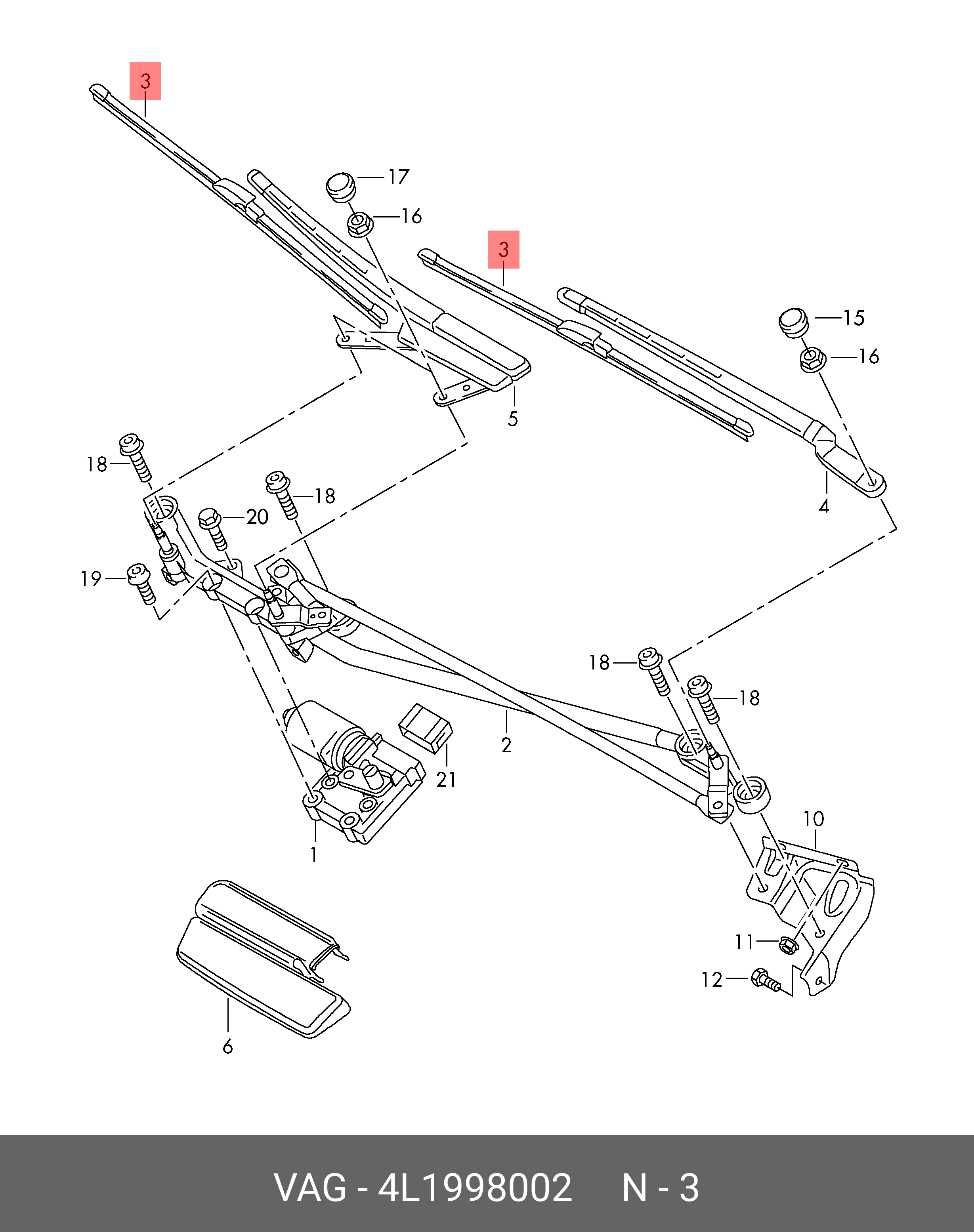 Wiper blade set, front