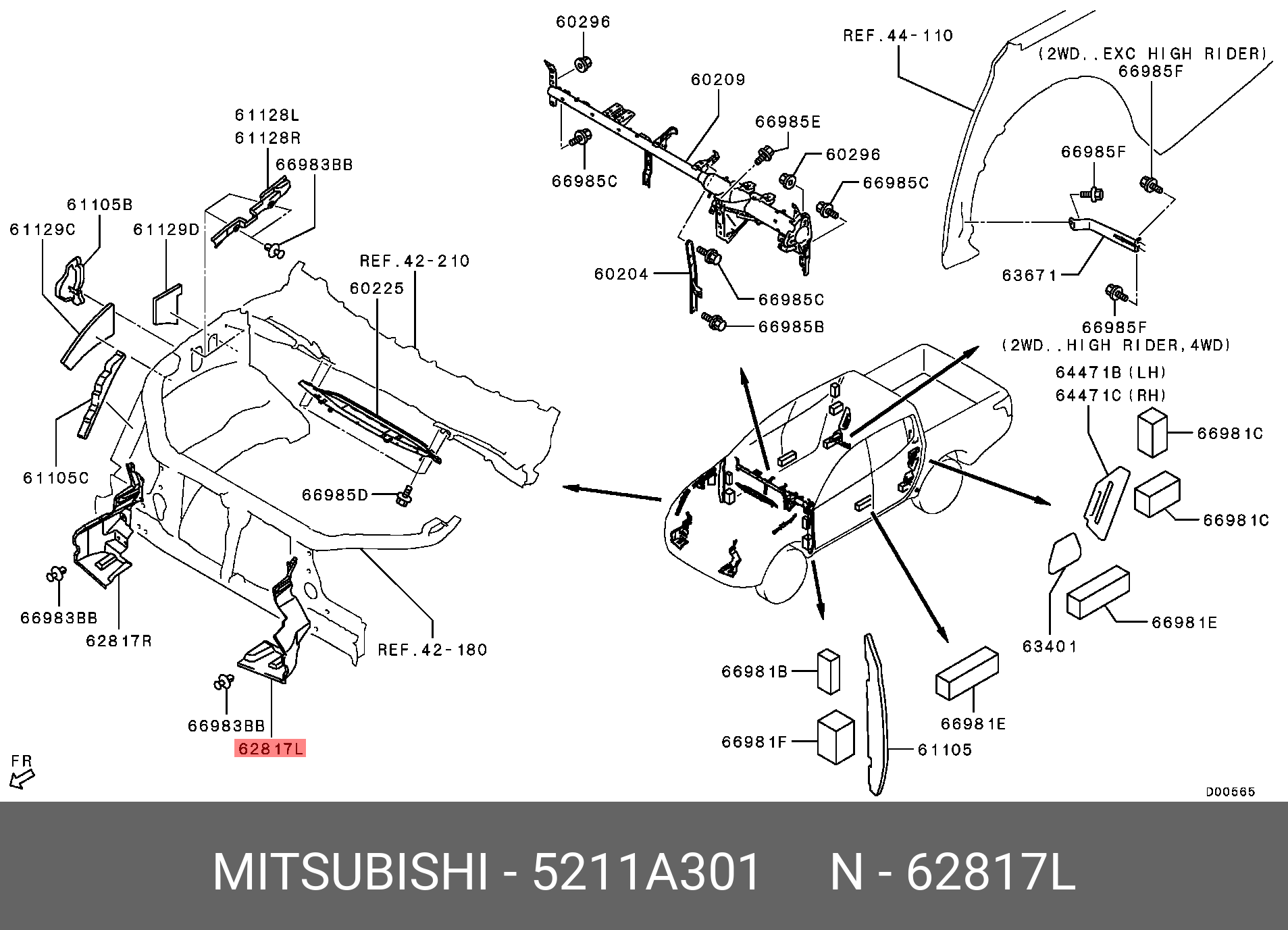 5211A301 MITSUBISHI PANEL,AIR GUIDE,LH