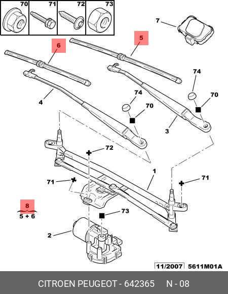 Wiper blade set, front