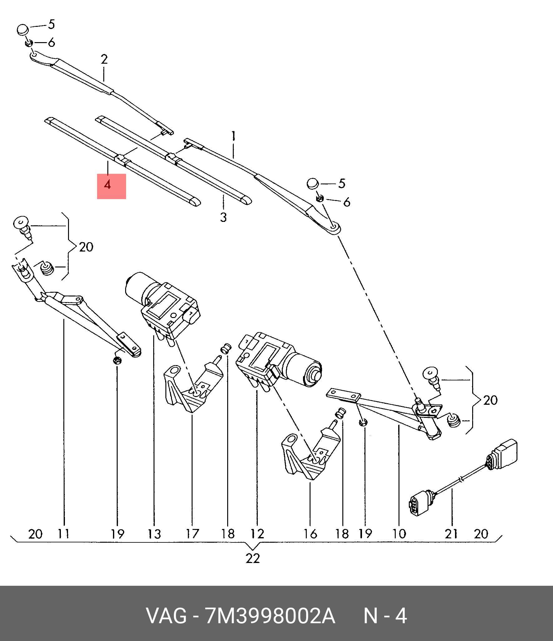 Wiper blade set, front