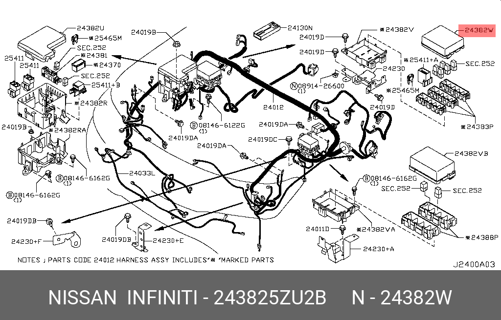 24382-5ZU2B NISSAN COVER-RELAY BOX