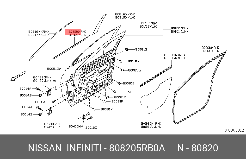 80820-5RB0A NISSAN MLDG ASSY-FR DO