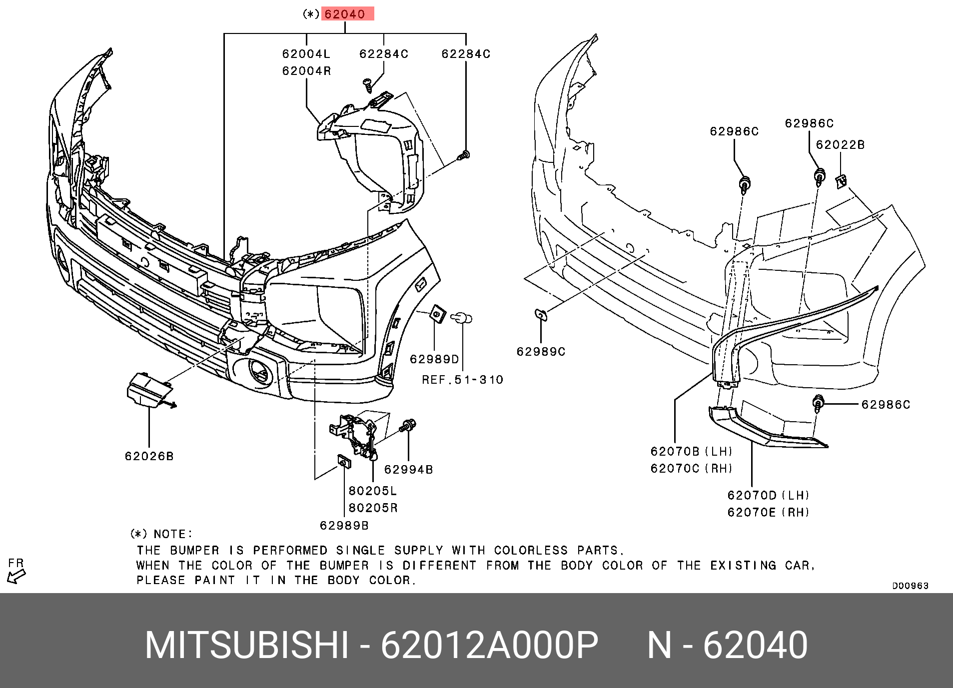 62012A000P MITSUBISHI FACE,FR BUMPER