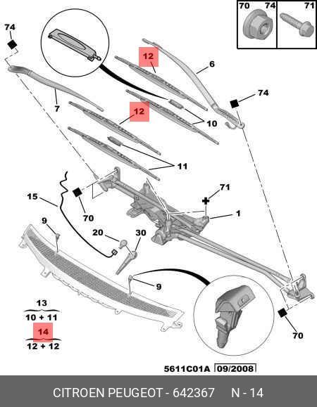 Wiper blade set, front