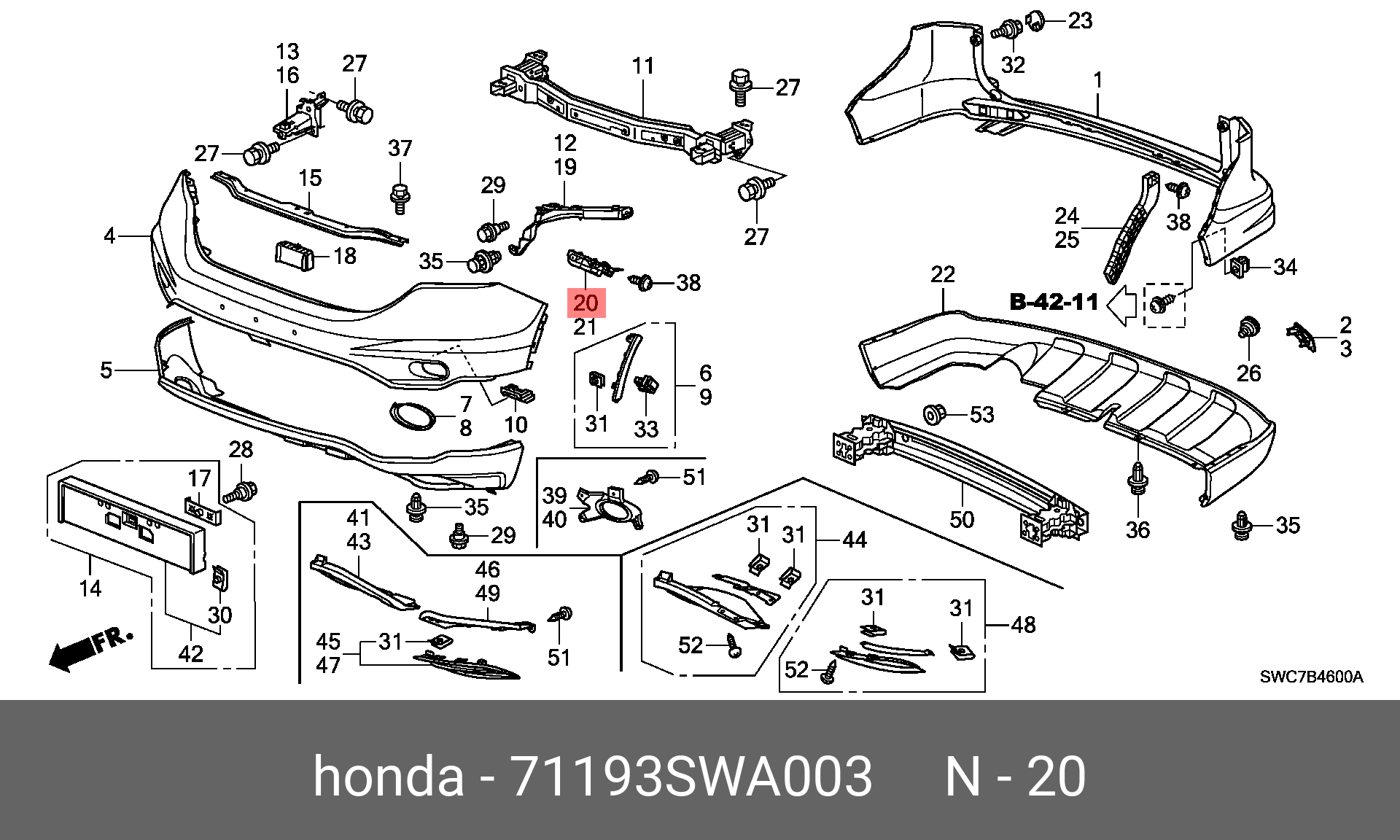 本田 CR-V crv 2007 - 11 ヨウ フロントバンパーブラケット-bracket