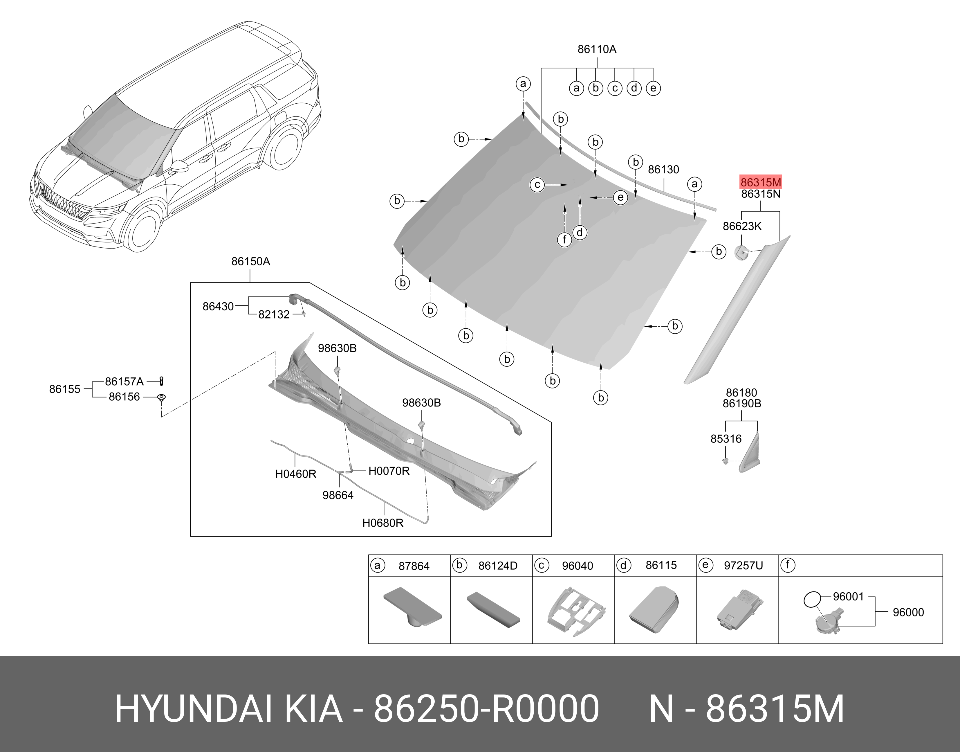 88345 R0000 86250R0000 HYUNDAI KIA COVER(L),TOWING HOOK