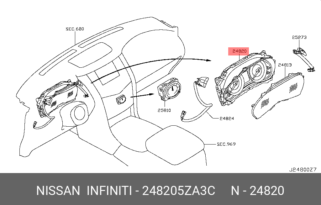24820-5ZA3C NISSAN SPEEDOMETER