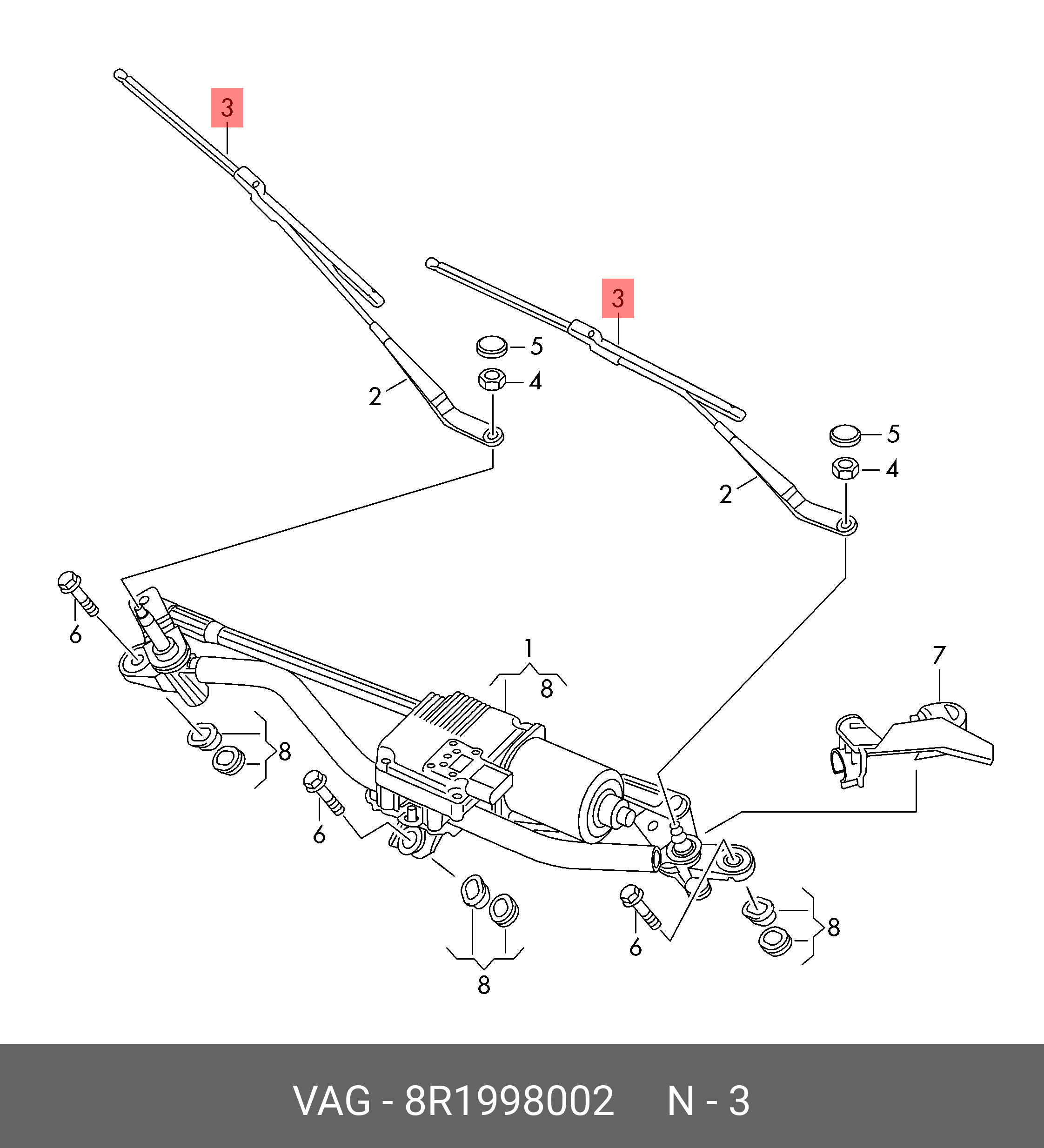 Wiper blade set, front