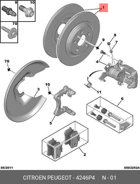 Rear brake discs, set