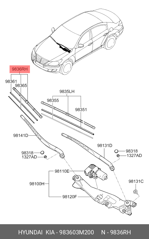 Front wiper blade, right
