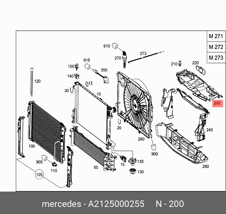 Benz 212 Radiator A 212 500 02 55 MERCEDES BENZ Radiator upper cover