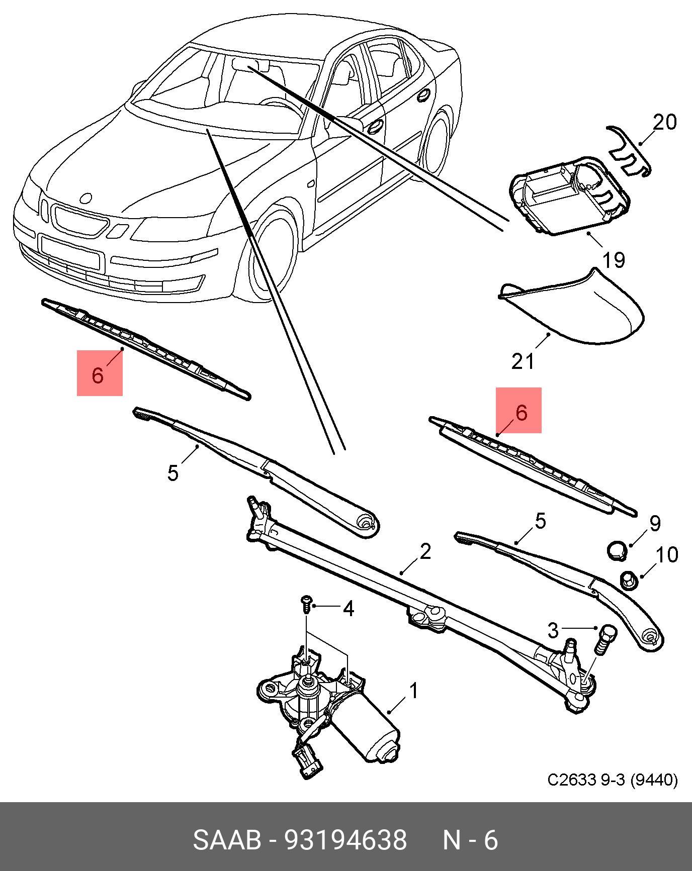 Wiper blade set, front
