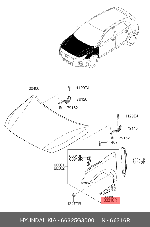 REINF-FENDER RR UPR,RH