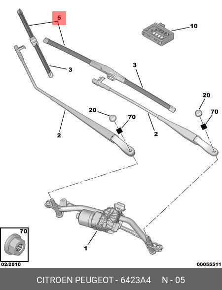 Wiper blade set, front