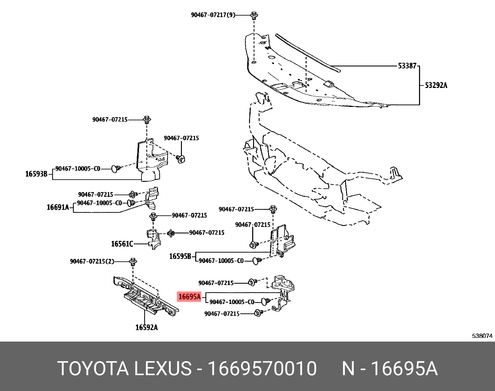 Plate Radiator Side 16695-70010 TOYOTA LEXUS PLATE, RADIATOR SIDE TO V35AFTS LAND CRUISER ...