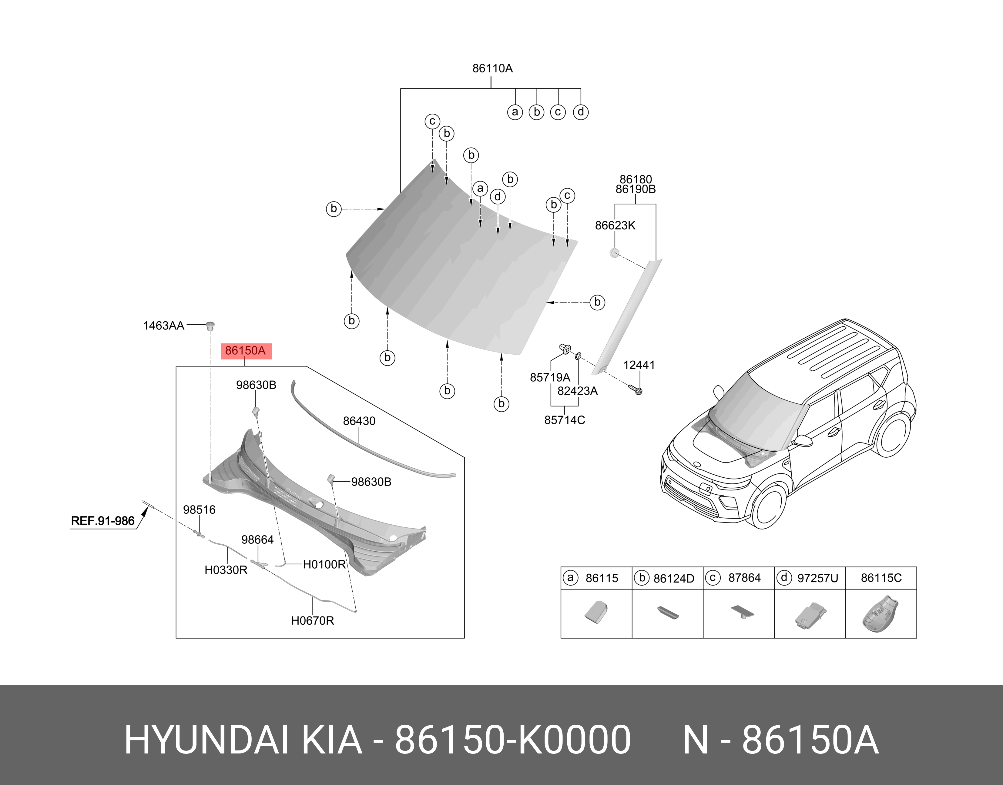 86150K0000 HYUNDAI KIA COVER ASSY-COWL TOP