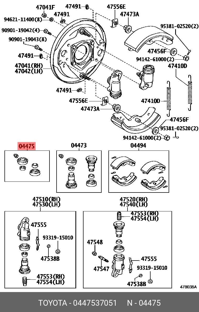 04475-37051 TOYOTA LEXUS CUP KIT WHEEL