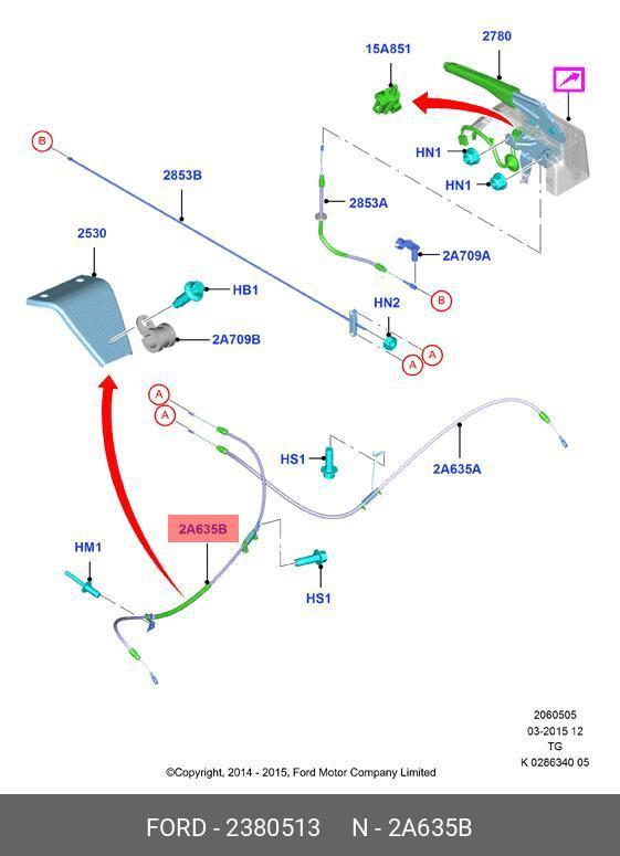 2380513 FORD CABLE ASY - PARKING BRAKE