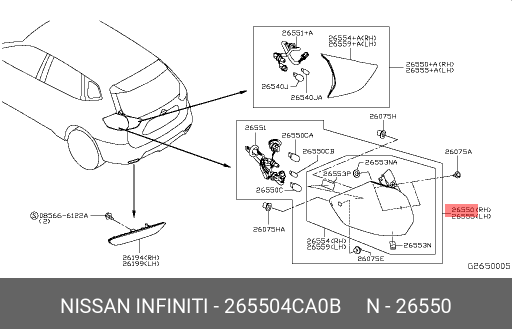 Nissan X-TRAIL 14-17 TAIL LAMP CN RH[2] - 26550-4CA0B | Spare