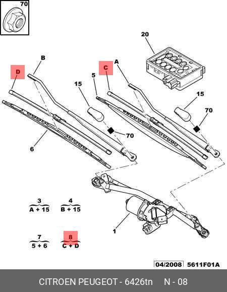Wiper blade set, front