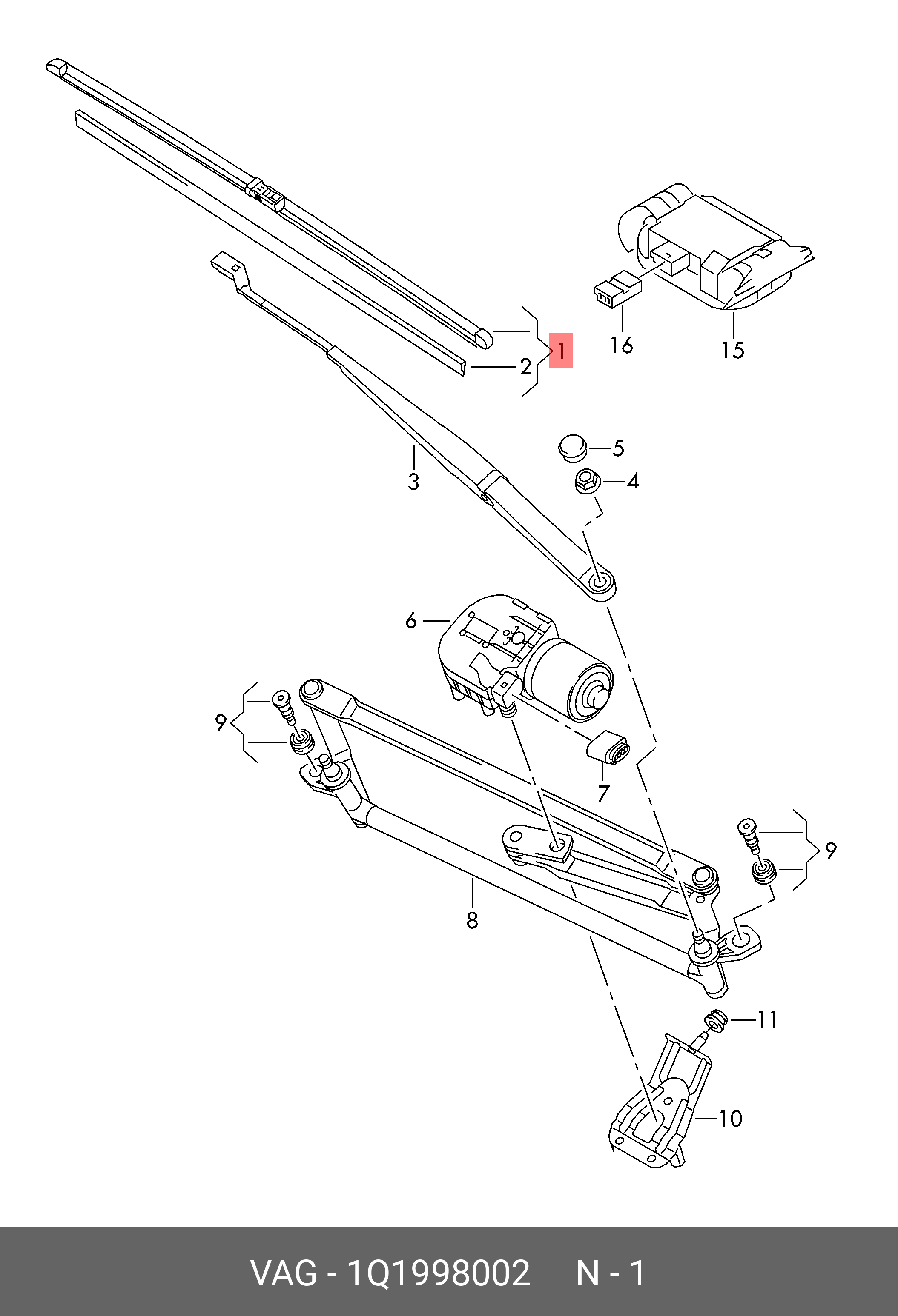 Wiper blade set, front