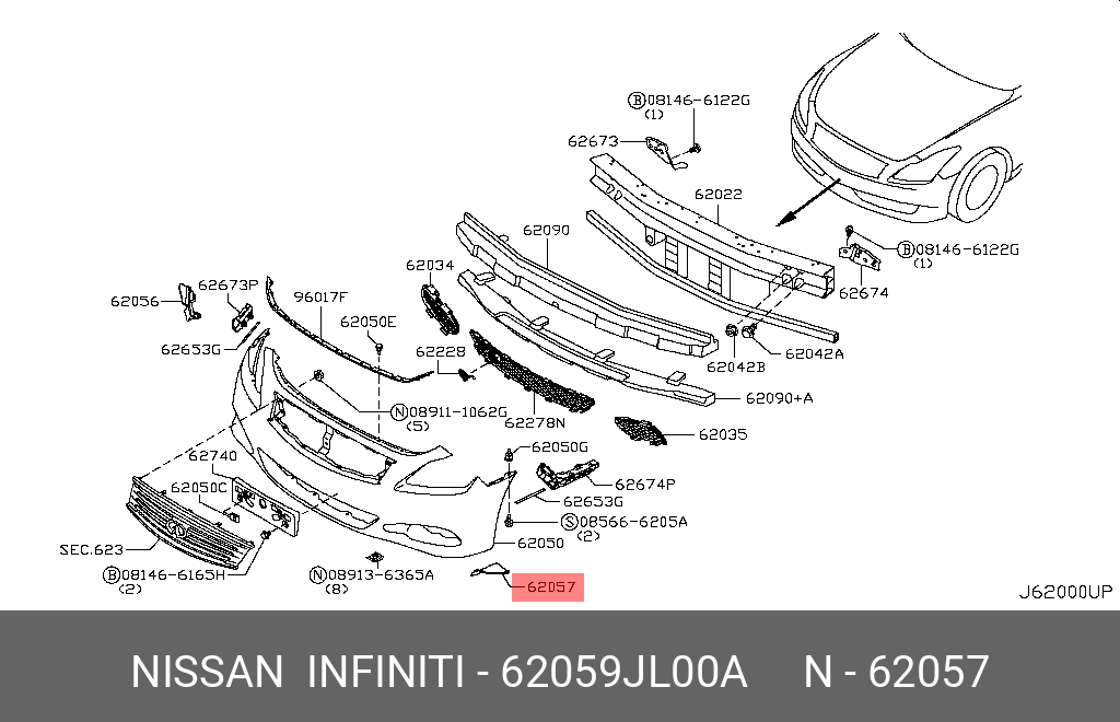 62059-JL00A NISSAN STIFFENER