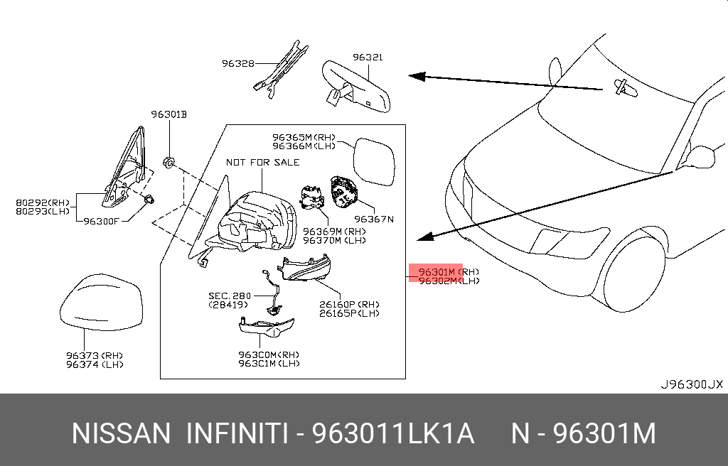 Nissan PATROL 10-19 SIDE MIRROR W/LAMP AUTO FOLD CHROME RH