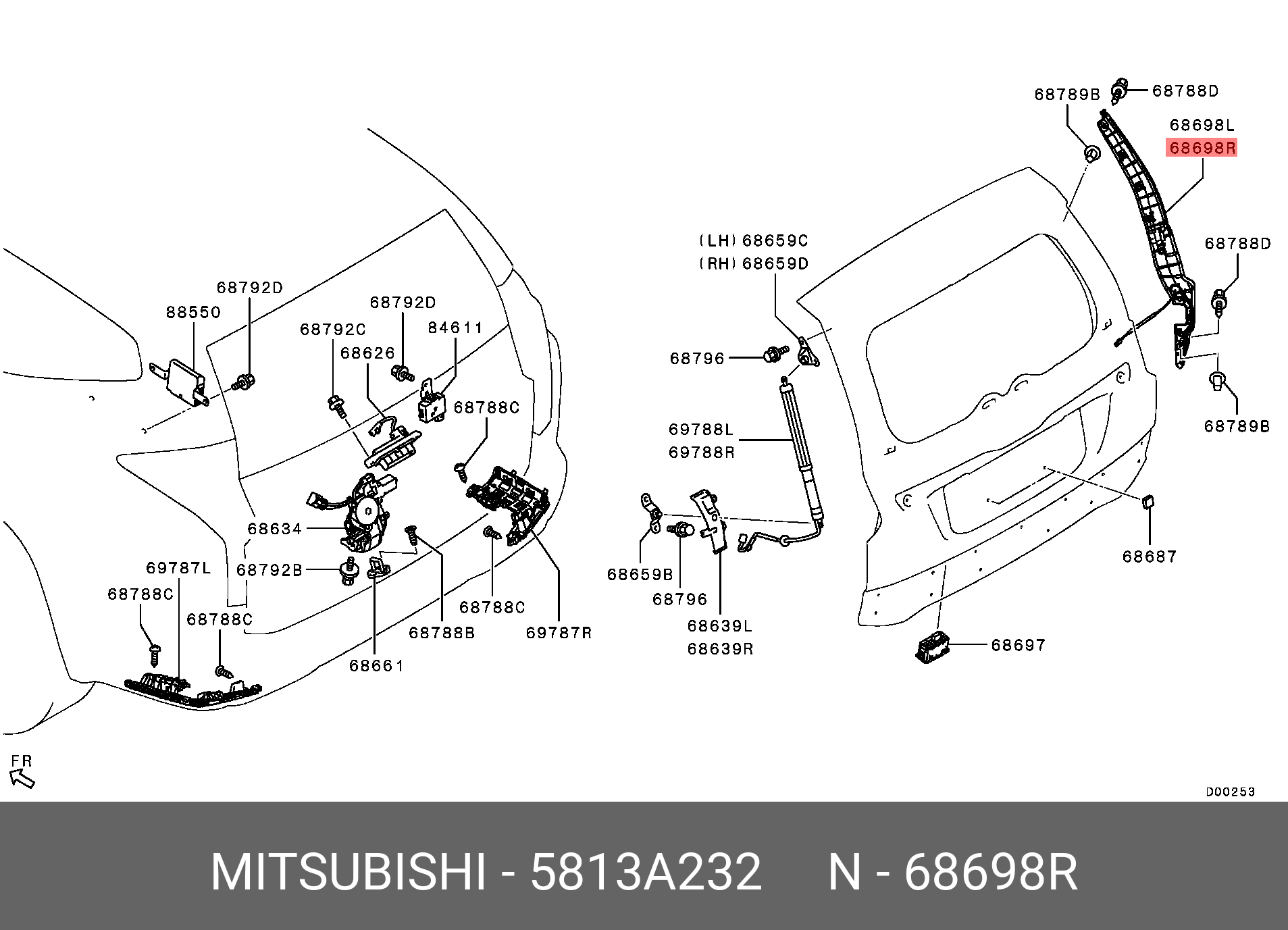 5813A232 MITSUBISHI SENSOR,TAILGATE LOCK,RH