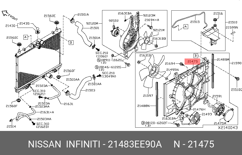 21483-EE90A NISSAN SHROUD ASSY
