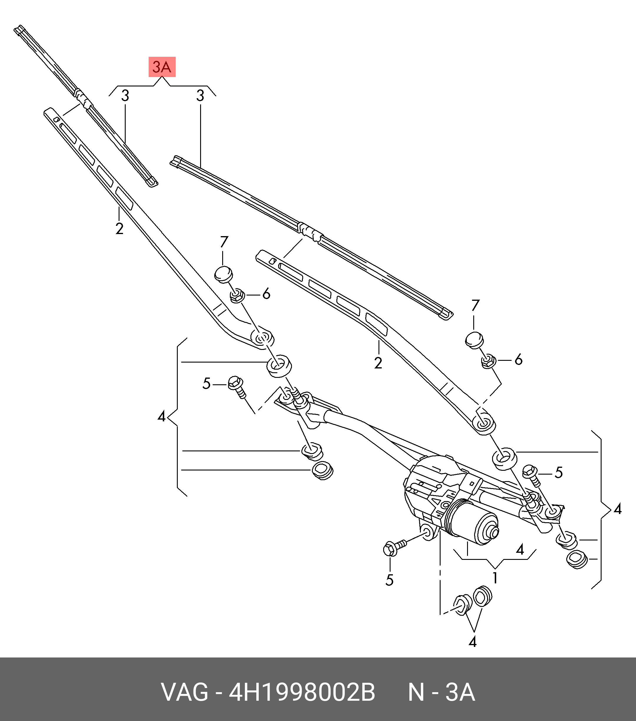 Wiper blade set, front