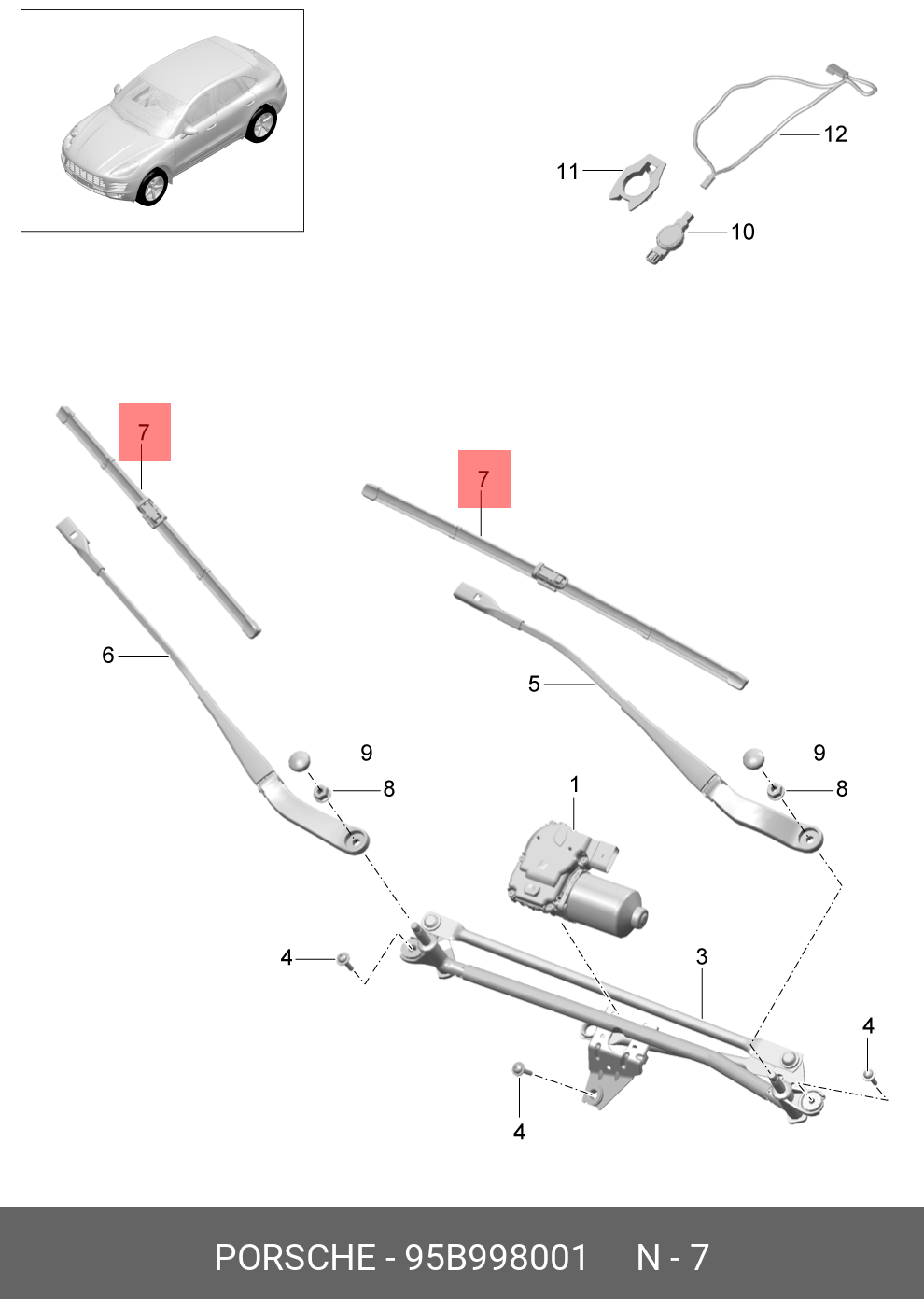 Wiper blade set, front