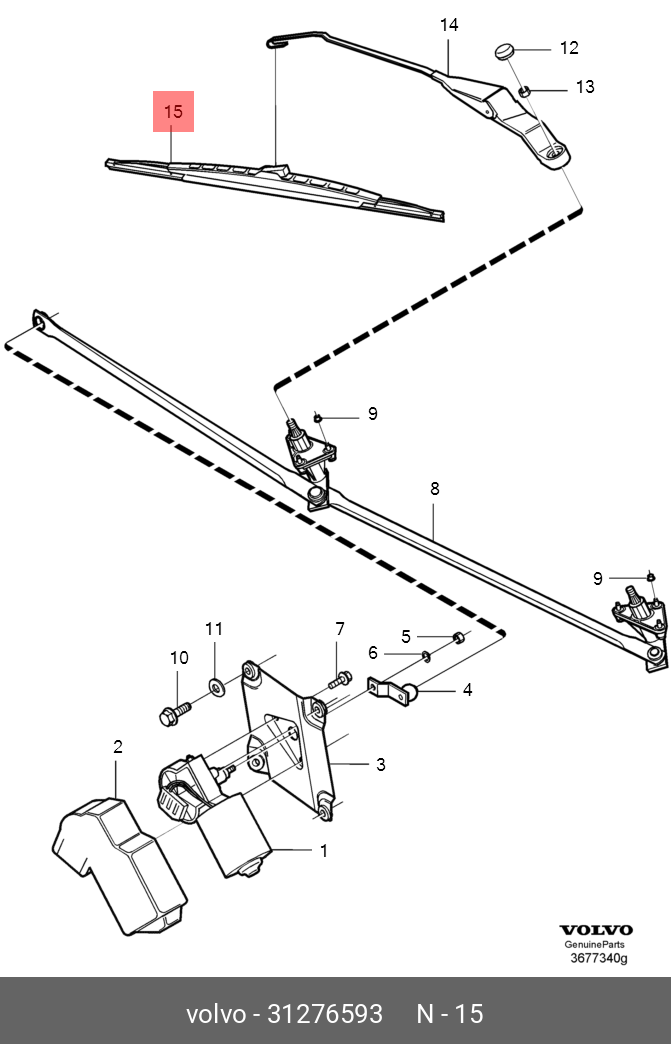 Wiper blade set, front