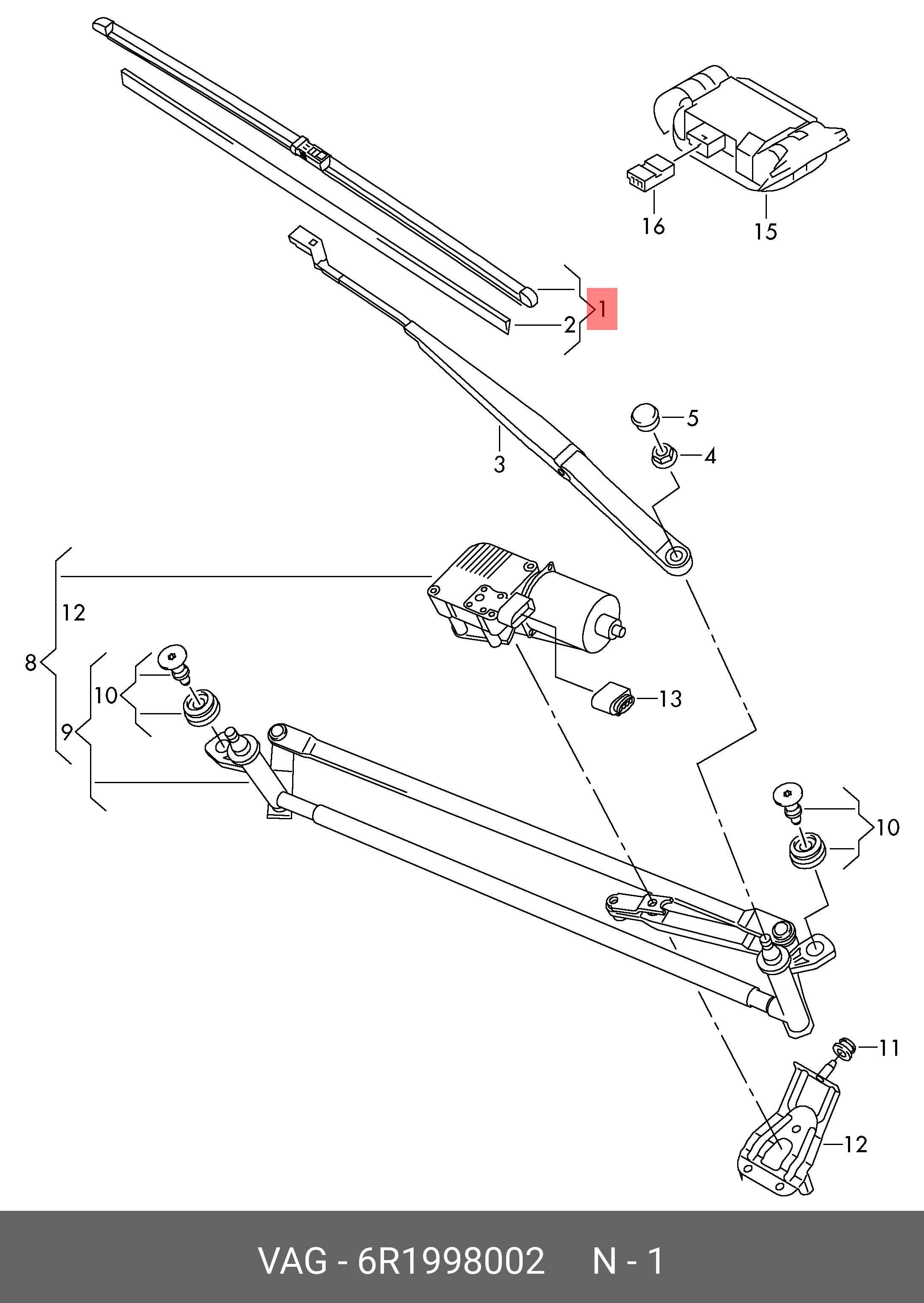 Wiper blade set, front