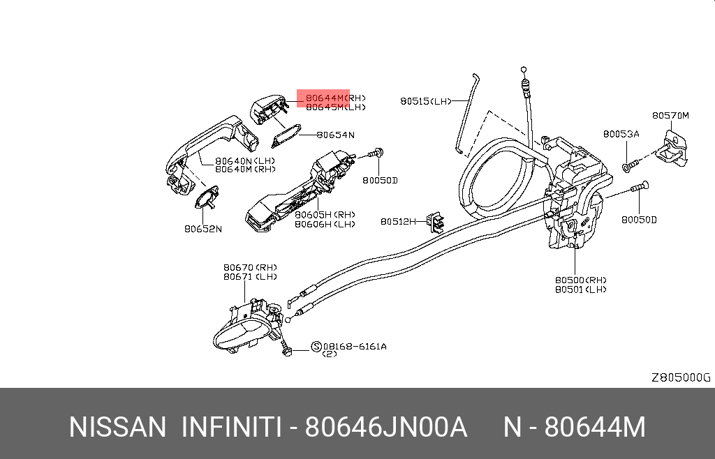 80646-JN00A NISSAN ESCUTCHEON-OUTSIDE HANDLE,FRONT DOOR RH