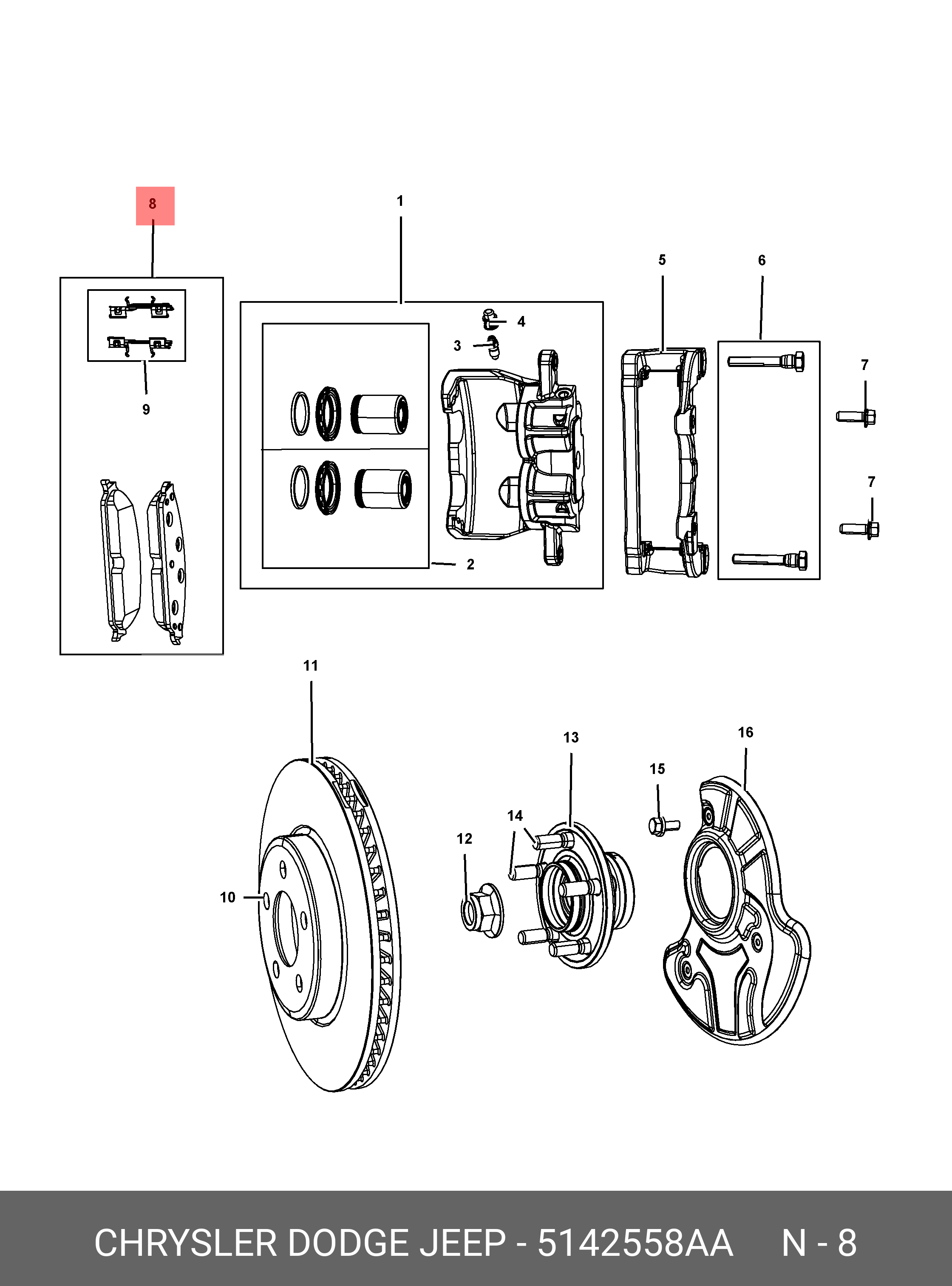 Front brake pads, set