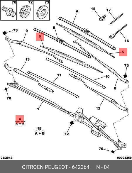 Wiper blade set, front