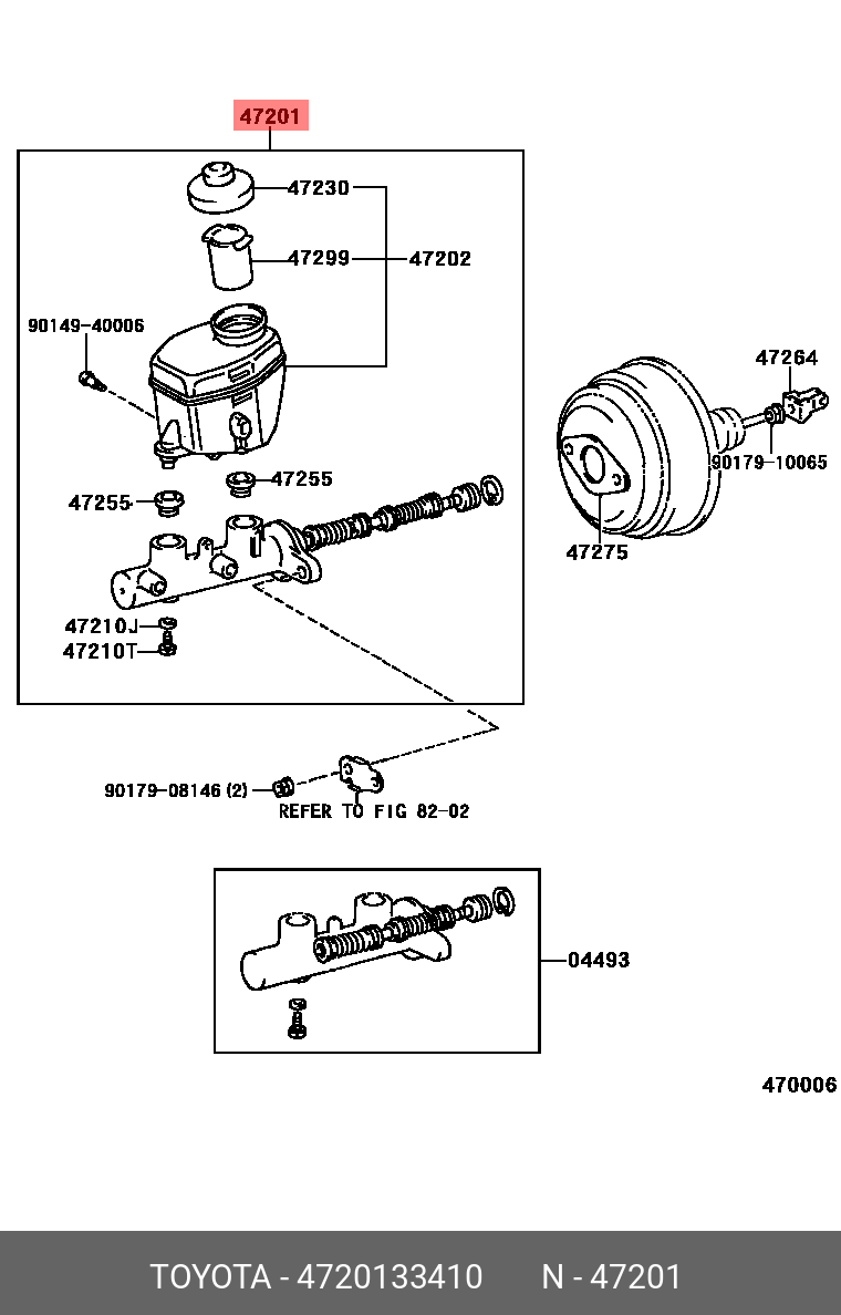47201-33410 TOYOTA LEXUS CYLINDER SUB-ASSY,BRAKE MASTER TO,LE 1MZFE ...