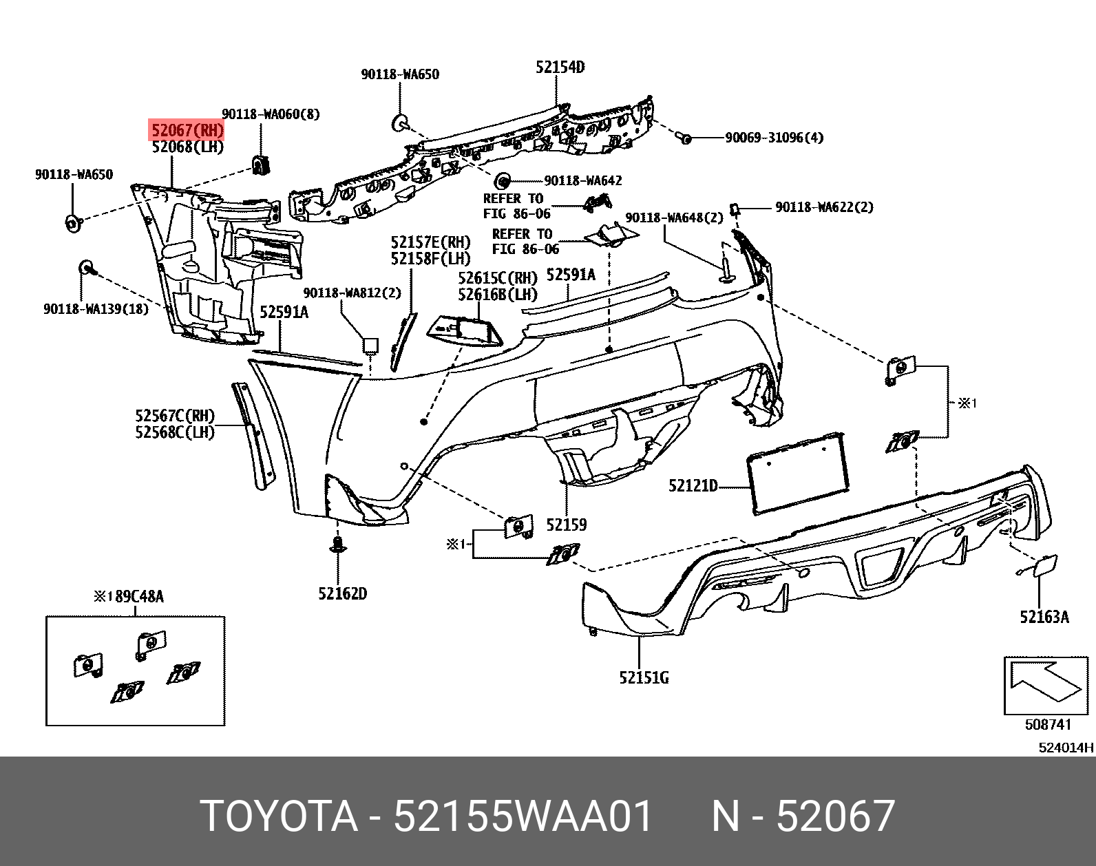 Support Rr. Bumper 52155-WAA01 TOYOTA LEXUS SUPPORT, RR BUMPER