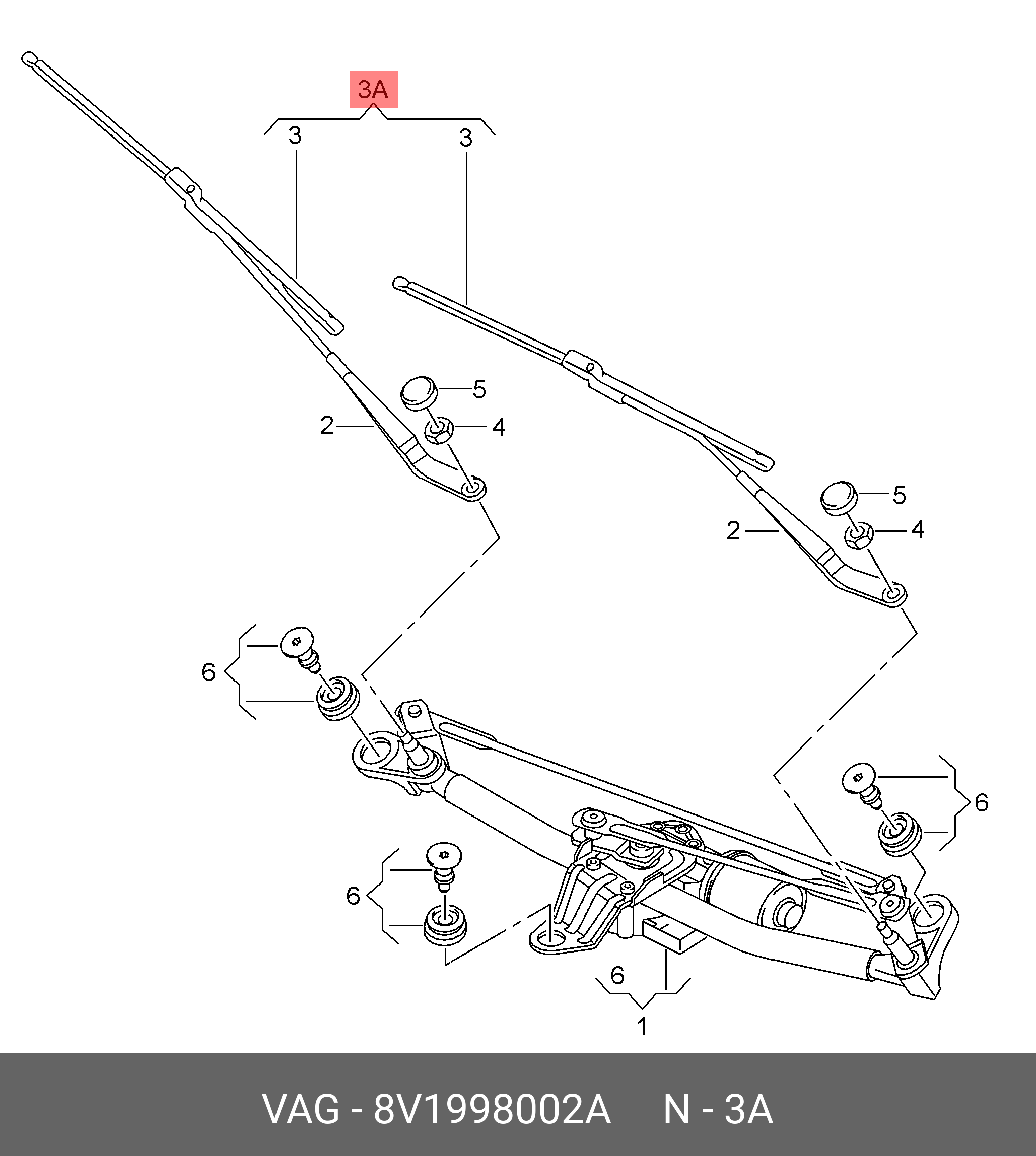 Wiper blade set, front