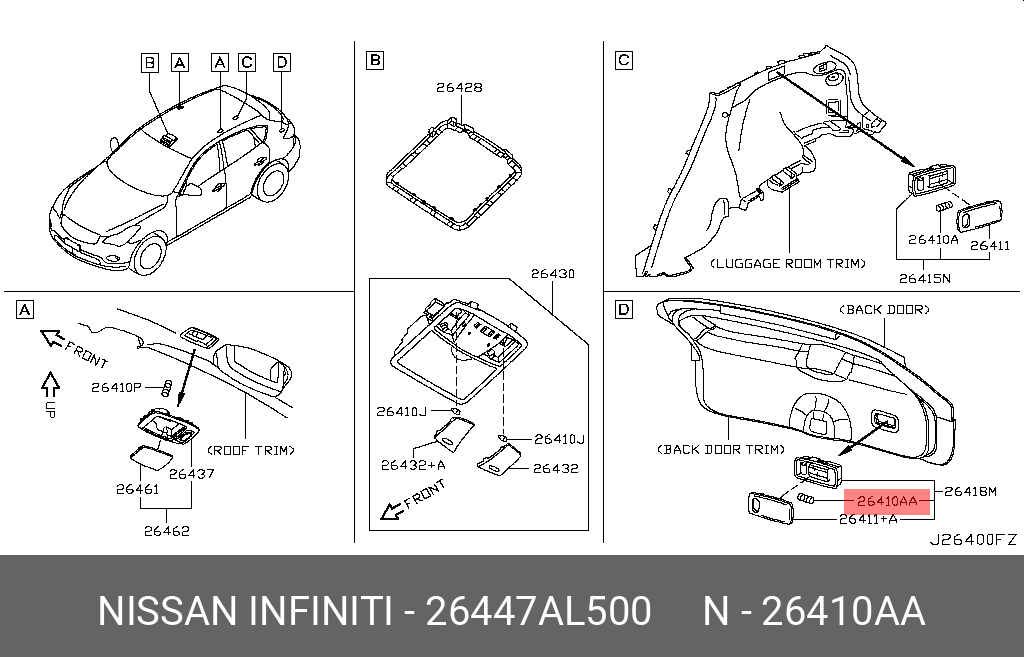 26447-AL500 NISSAN A.SPOT LAMP