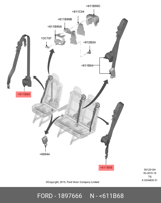 1 897 666 FORD SEAT BELT ASY